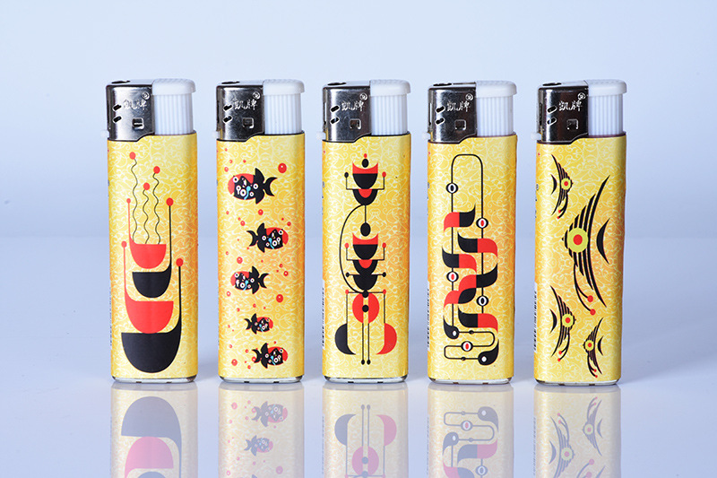 凯牌苹果烟标包膜909打火机打广告一次性塑料打火机电子机批发