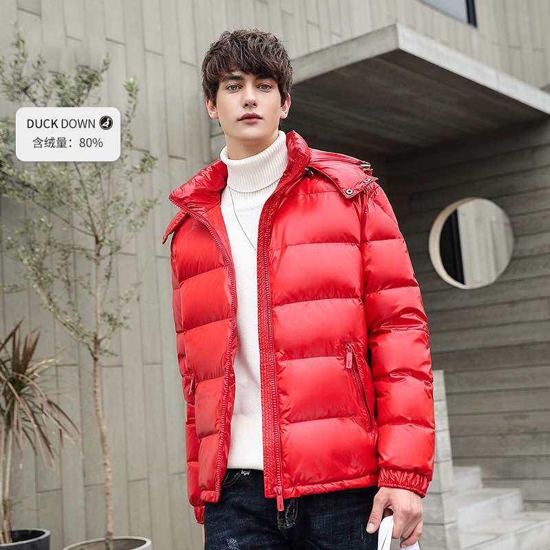 [80 Velvet] 2022 New down Jacket Men's Short Men's Winter Outdoor Casual Sets of Glossy Winter Clothes Men's Live Broadcast