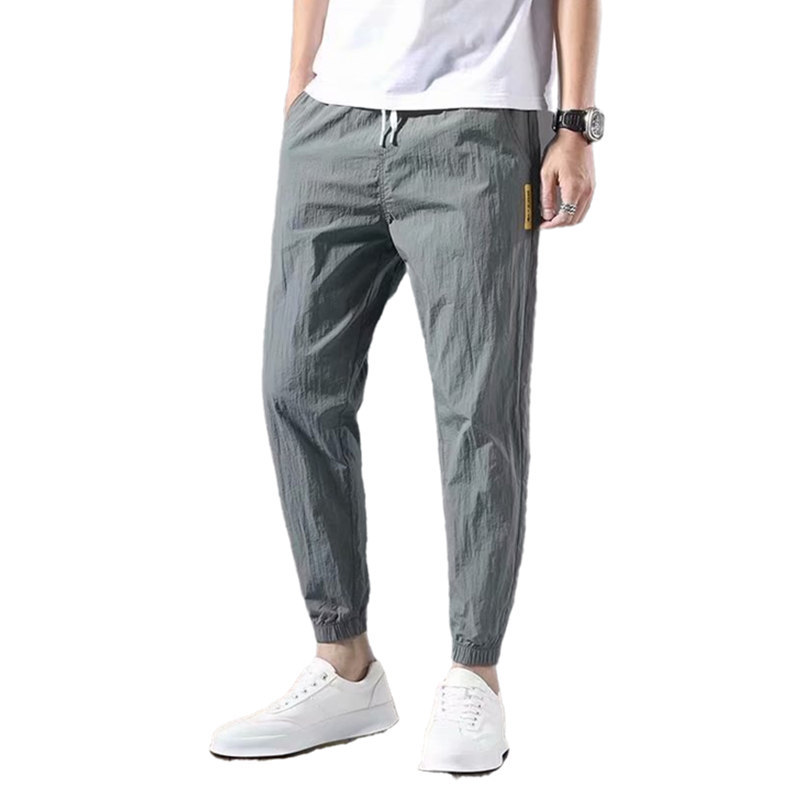 2023 Cool Ice Silk Pants Men's New Men's Versatile Cropped Pants Men's Summer Thin Ice Silk Casual Pants Men's