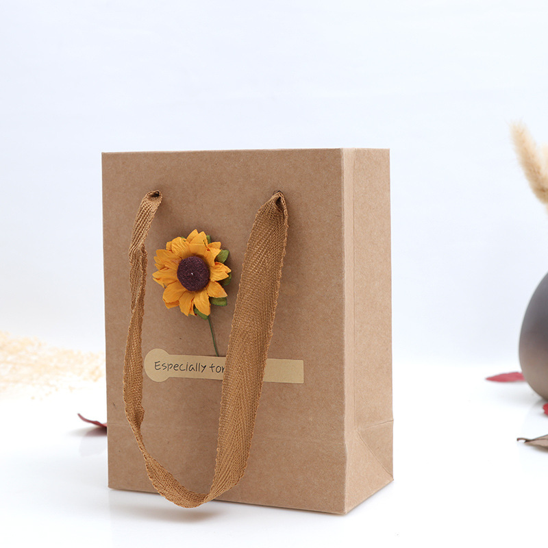 礼品袋 手提袋牛皮纸袋创意小花精美袋子送礼韩版文艺毕业季礼袋