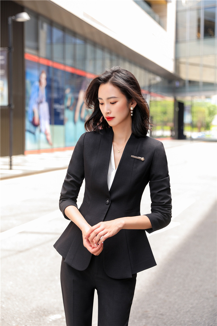 商务套装女2020秋季新款时尚气质职业西装外套公务员面试商务工装