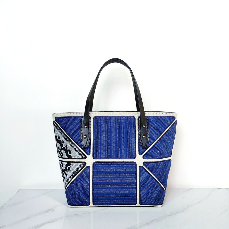 中号手提包托特包老土布包包拼布刺绣原创女包非遗文创礼品购物袋