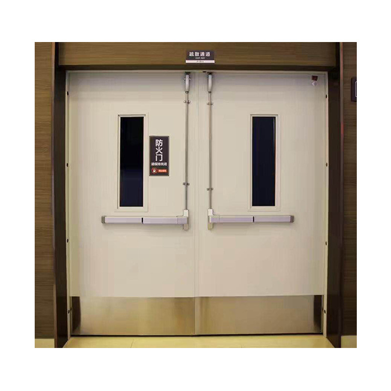 厂家定制通道钢质防火门双开推杆锁钢质逃生门仓库机房防火门