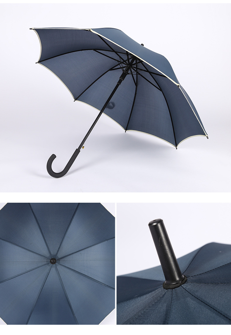 【8k双骨伞】高尔夫直杆弯柄伞 自动广告伞 8k双骨23寸定制logo