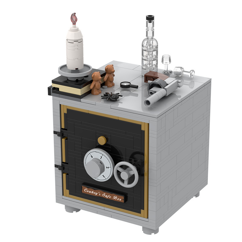 buildmoc 兼容乐高小颗粒益智拼插积木玩具 牛仔保险箱