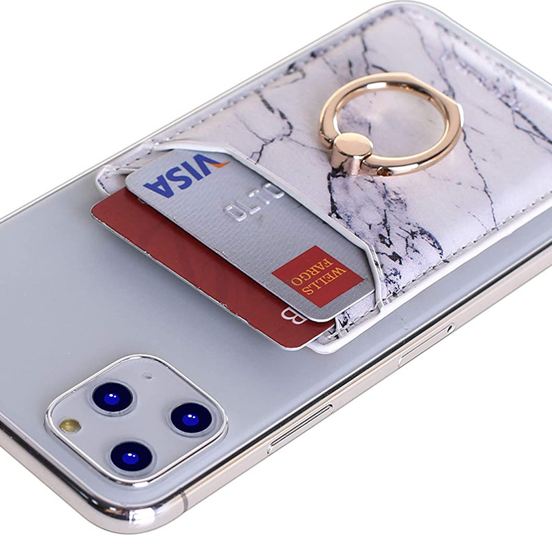 手机卡夹手机背面指扣3m粘性信用卡pu皮革钱包式保护套可订制logo