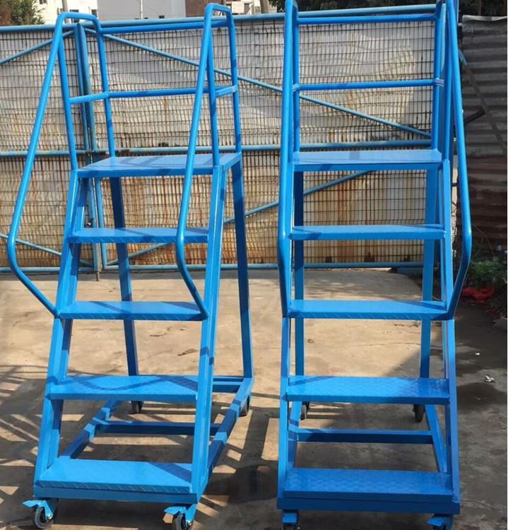 铁制移动登高车工厂仓库上下取货登高梯车间上下料登高车厂家定制-阿