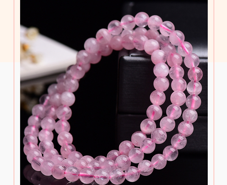 天然粉水晶手链芙蓉晶多圈女士水晶手串时尚饰品礼物