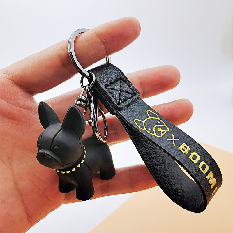 Internet Celebrity Ins Jarre Aero Bull Puppy Key Chain Wholesale Creative Cartoon Bulldog Car Key Chain Ring Cute Female Pendant