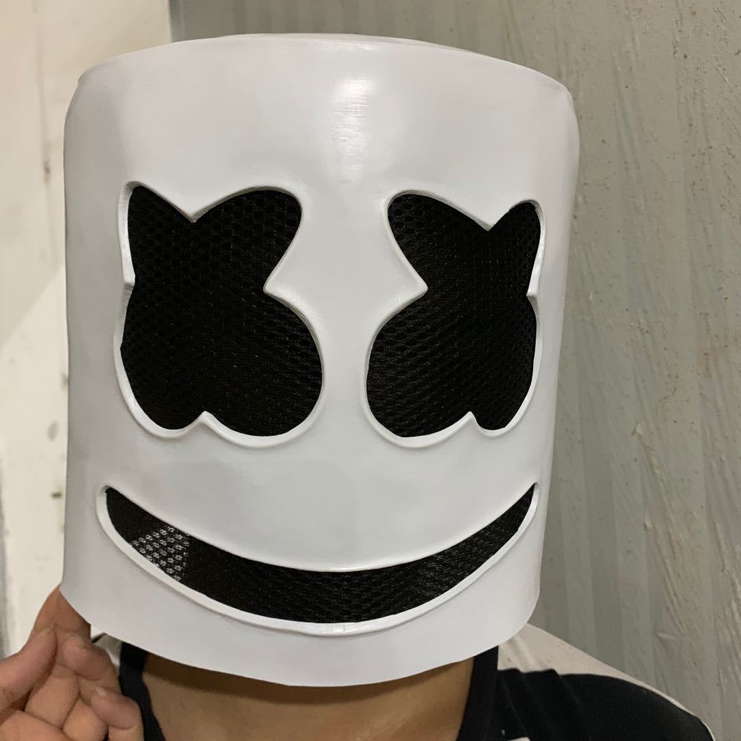 厂家直销外贸爆款百大电音节棉花糖dj头套marshmello头套面具 cos