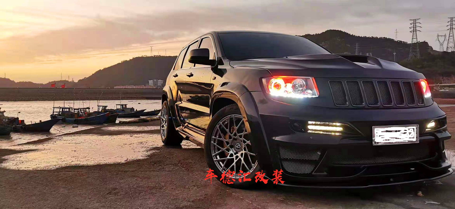 大切诺基改装升级宽体大包围 前后杠机盖套件