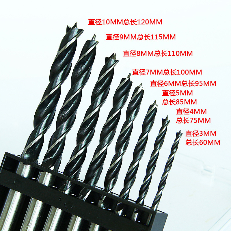 Factory Wholesale Carpentry Drill Combo 8 Sets 3-10mm Woodworking Hole Saw Three-Pointed Drill Positioning Brad Point Drill Bits