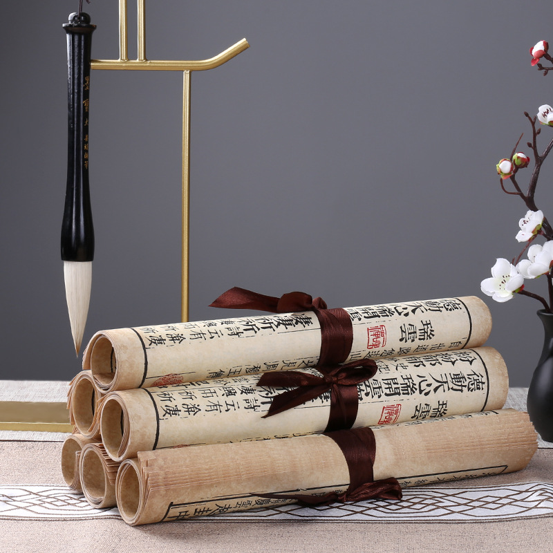 书卷麻绳丝带仿古书手卷书中式古典办公室餐厅软装复古假书房摆件