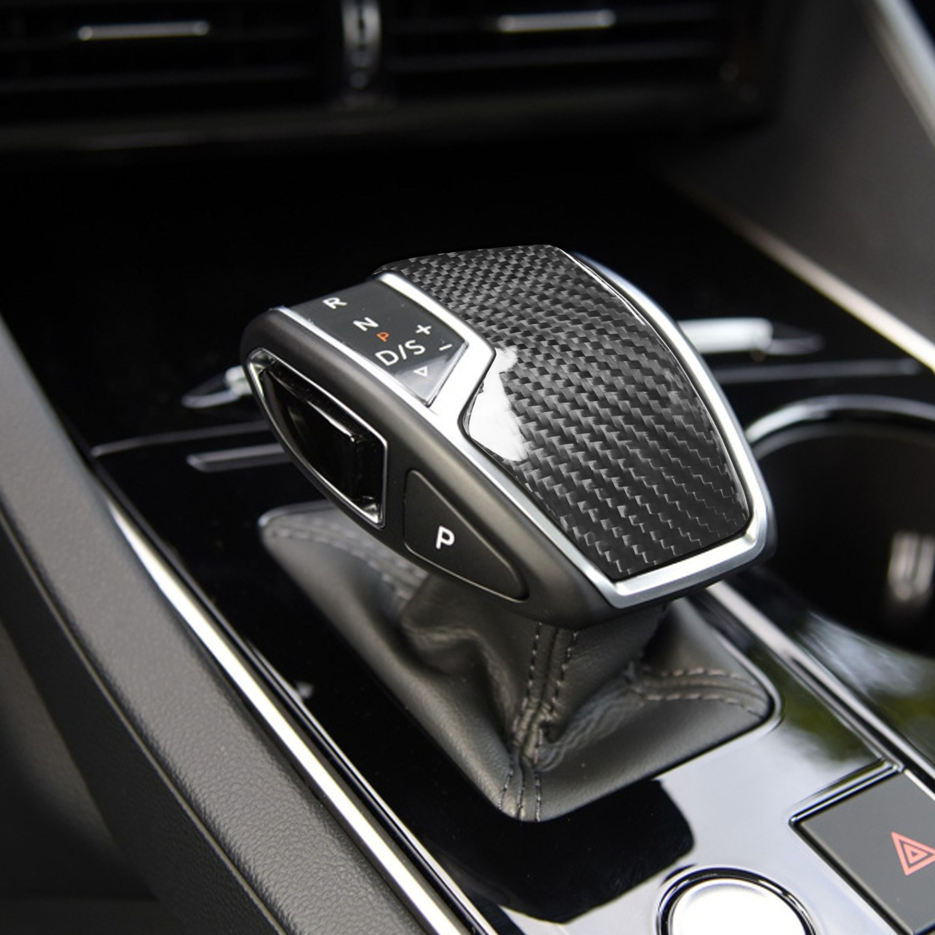 适用大众途锐2019款真碳纤维档把排挡头装饰贴件汽车改装模压配件