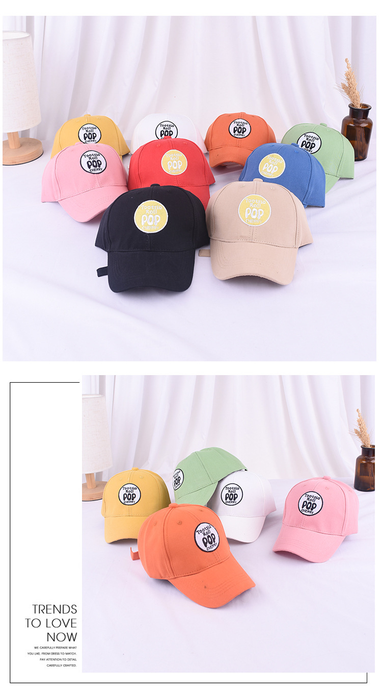 新款儿童pop字母刺绣棒球帽子夏天宝宝户外遮阳帽大童圆标鸭舌帽