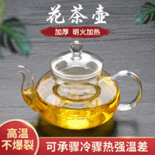 耐热玻璃茶壶家用功夫茶花草茶具透明玻璃过滤花茶壶泡茶壶加厚款