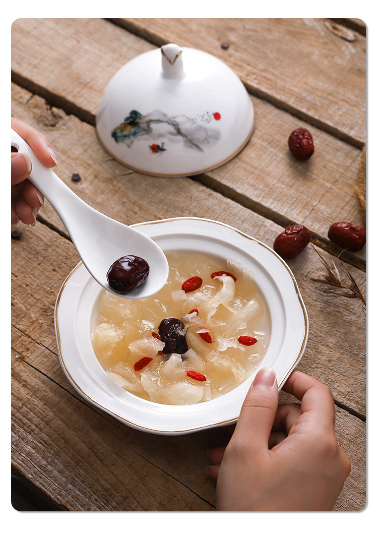 陶瓷隔水炖盅带盖燕窝盅蒸蛋碗炖罐煲汤碗小汤盅家用商用