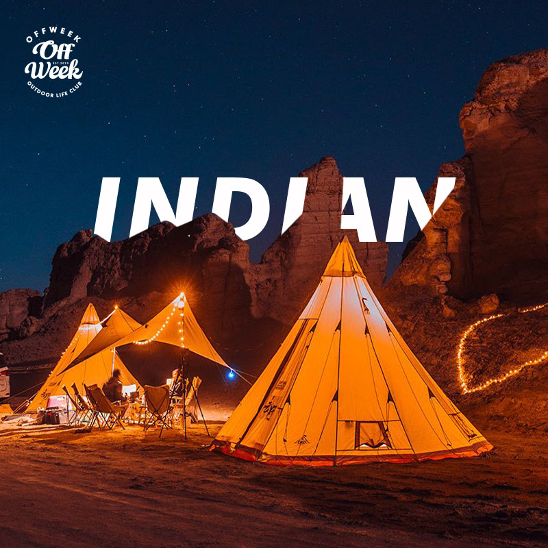 户外 复古棉布帐篷自驾大白熊印第安帐3米4米防水尖顶帐篷