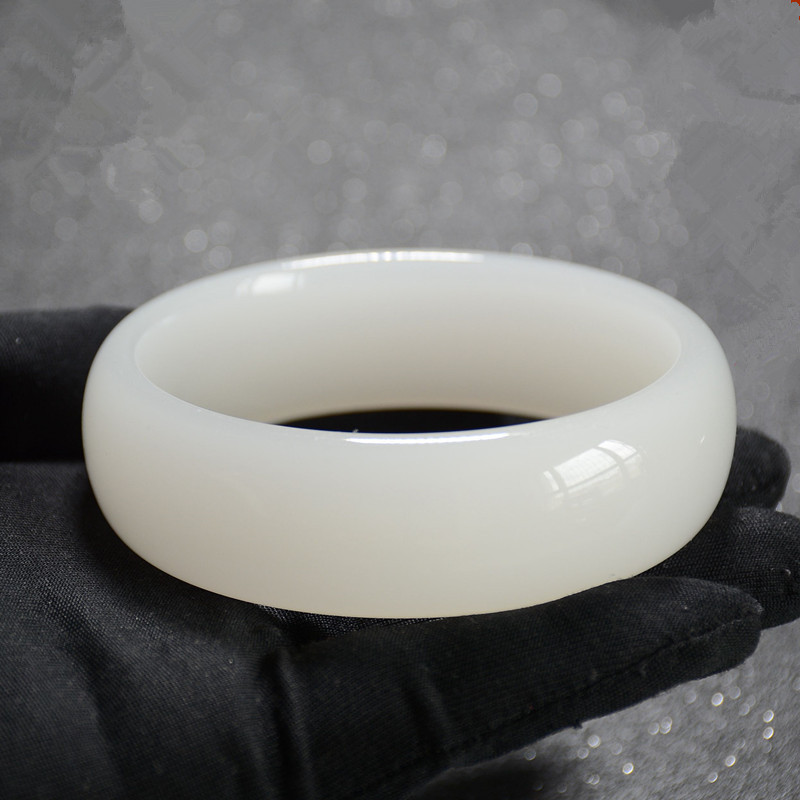 阿富汗玉手镯加宽版手镯 青白玉手镯玉器玉石女款镯子-阿里巴巴