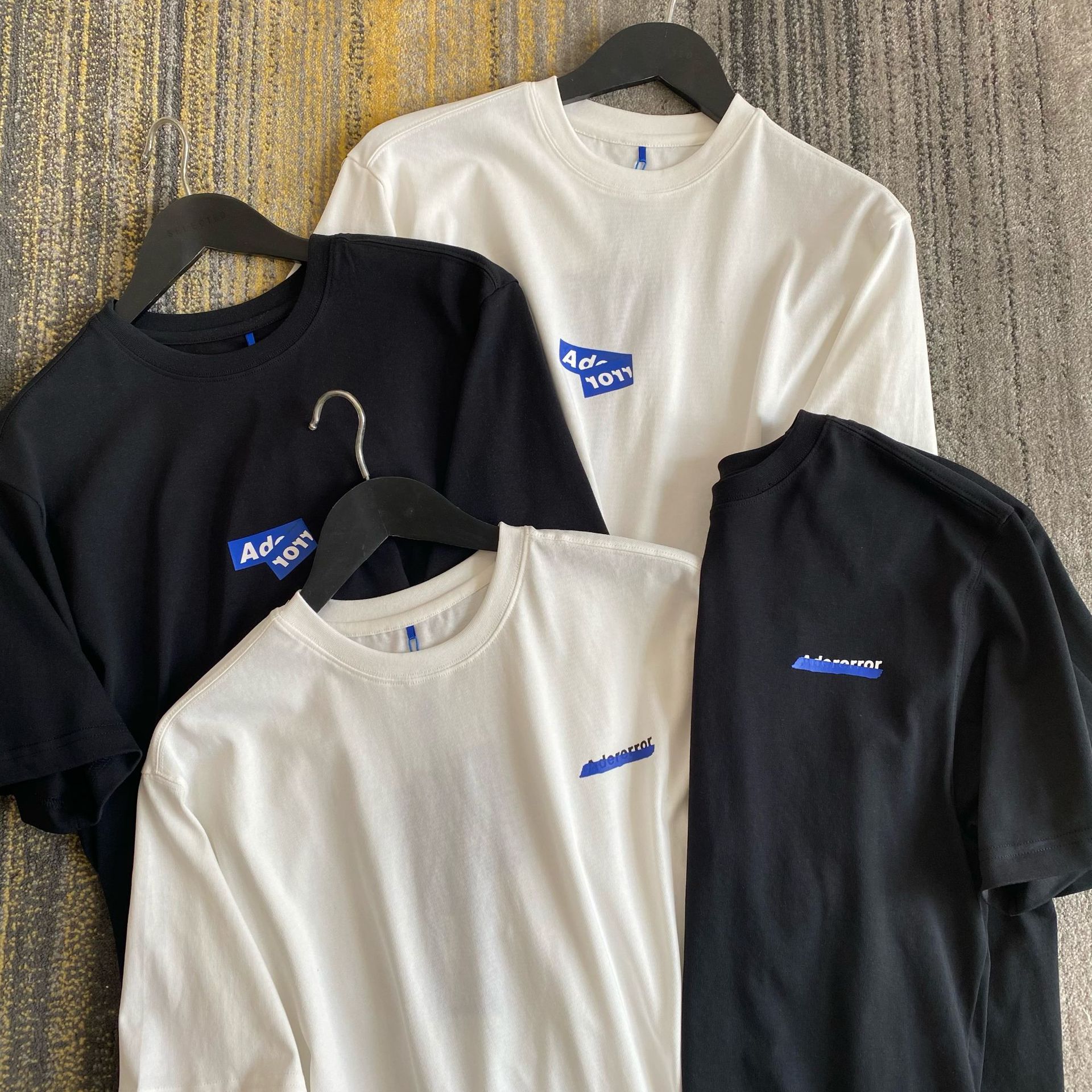 ader黑白限定款简约logo字母印花短袖2021adre男女周年纪念版t恤