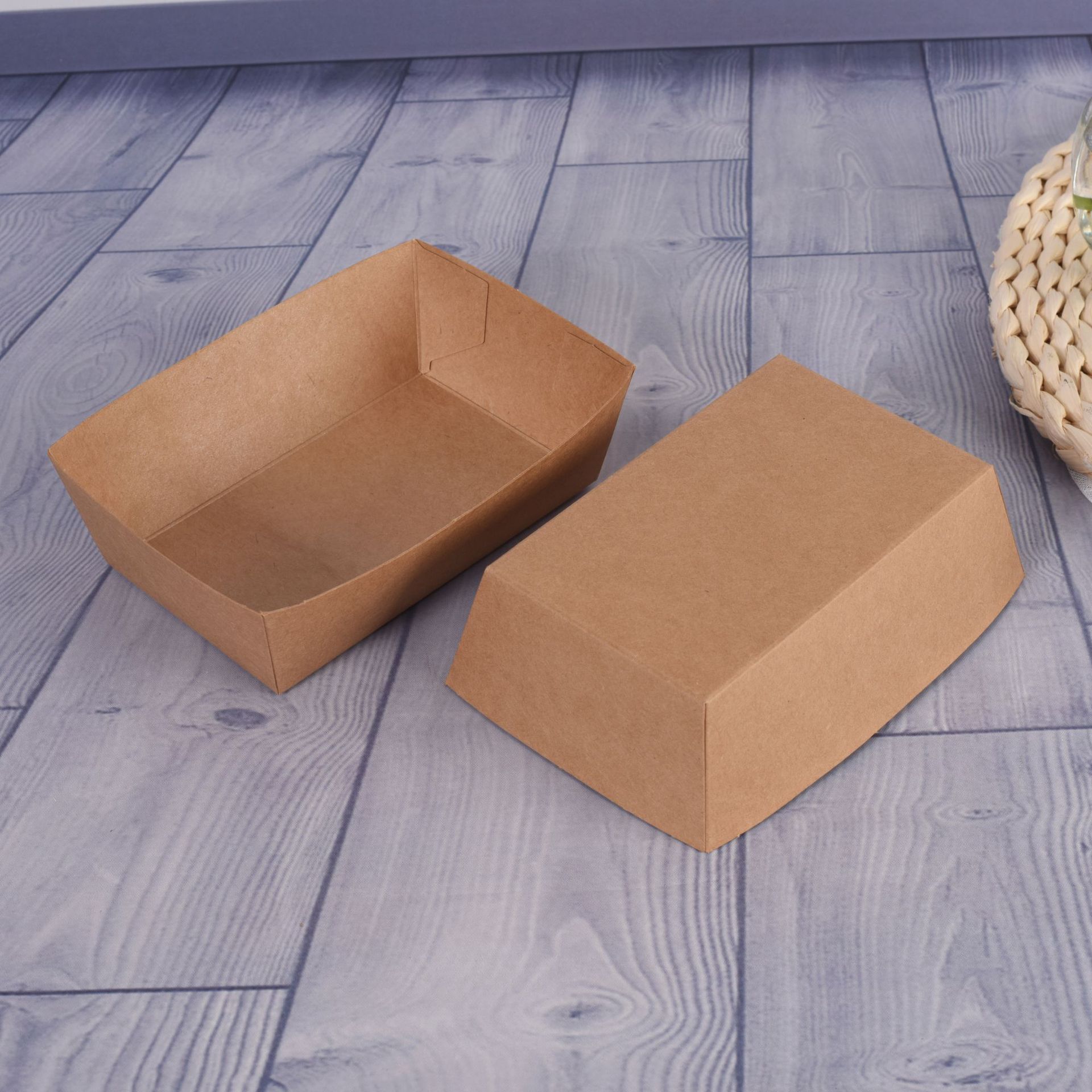 汉堡薯条炸鸡快餐打包纸船盒一次性牛皮纸船盒防油纸盒小吃敞口盒