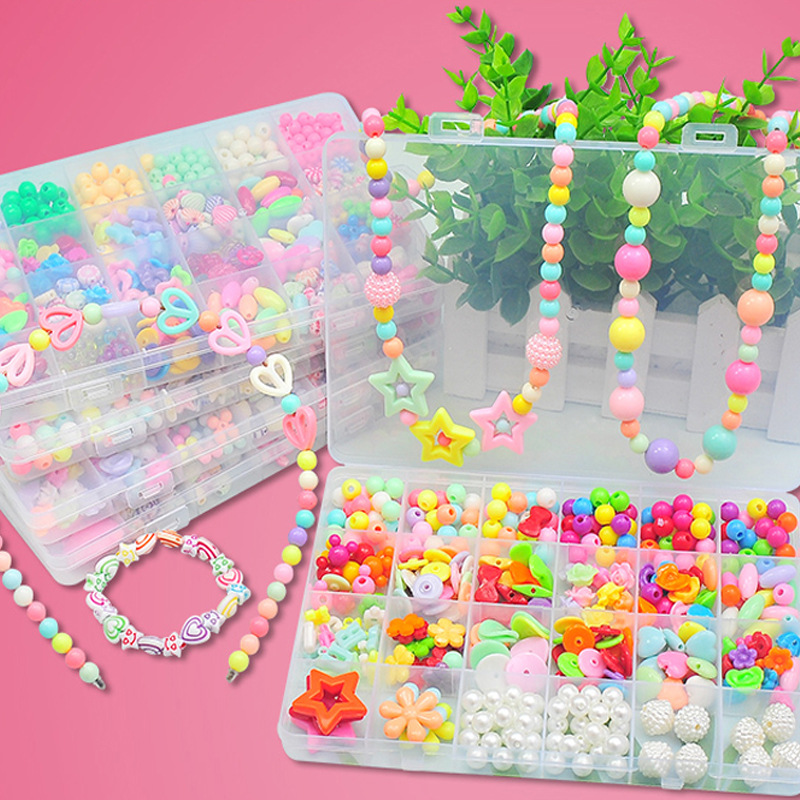 24 Grid Diy Children's Beaded Toys Amblyopia Correction String Beads Educational Toys Girl Handmade String Beads Set