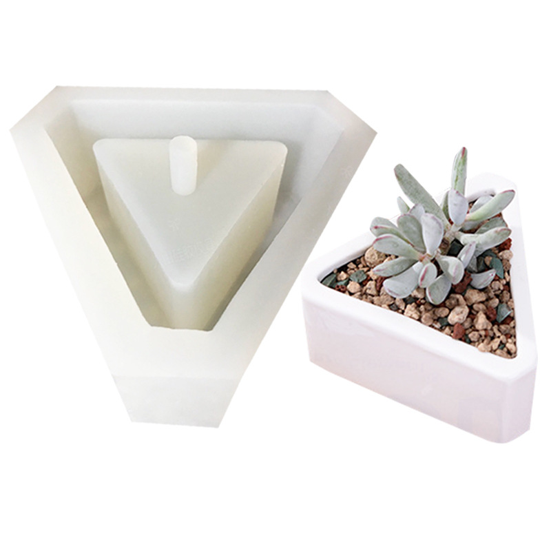 三角形多肉花盆翻糖硅胶模具花盆盆栽模具diy蛋糕装饰巧克力模具