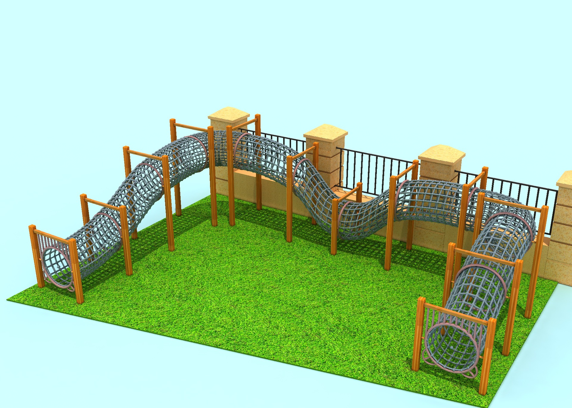 童心实业幼儿园木质儿童游乐攀爬设施蜘蛛网攀岩墙健身多功能设备