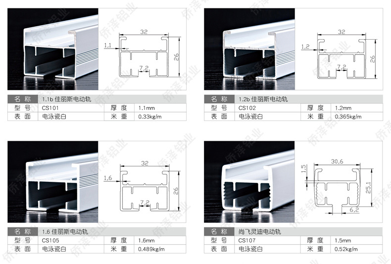 侨泽铝业 铝型材加工定制 铝合金窗帘电动轨道 佳丽斯 尚飞电动轨