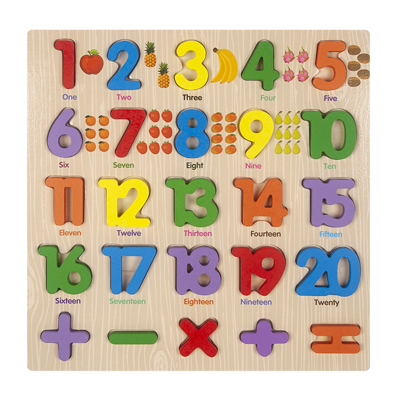 Wooden Children's Early Education Case Letters Numbers Cognition Baby Enlightenment Puzzle 3D Puzzle Model Grab Board Toys