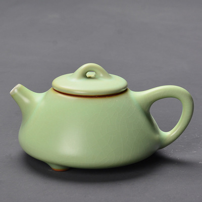 汝窑茶壶单壶紫砂功夫红茶陶瓷泡茶壶茶具冰色釉片汝瓷定窑中式瓷
