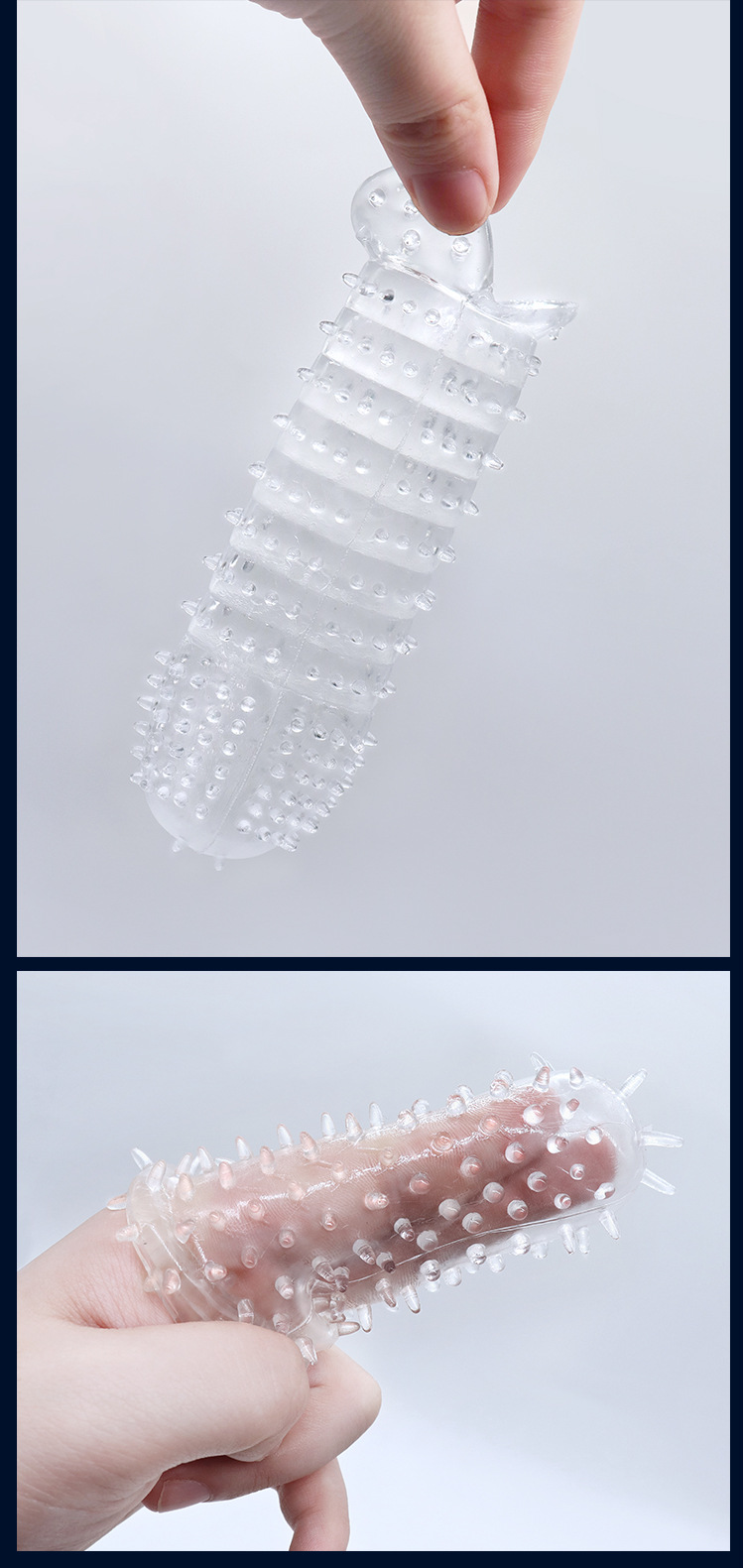 成人情趣用品颗粒倒刺水晶套锁精狼牙套安全套情趣增长增粗避孕套