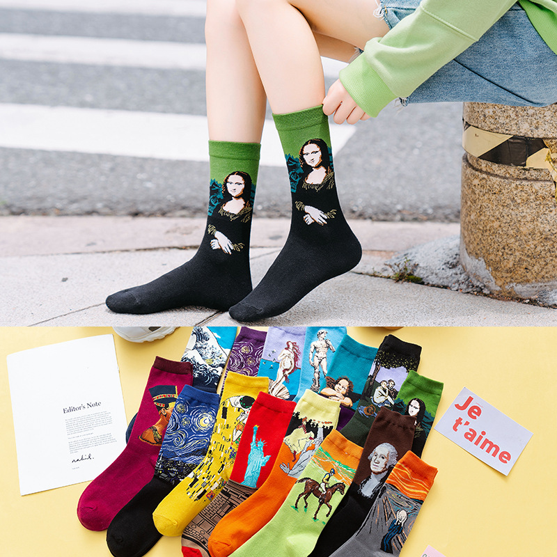 Women's Socks European and American Style Spring and Autumn Mid-Calf Length Cotton Socks Trendy Socks Street Couple Personality Male and Female Socks Factory Wholesale