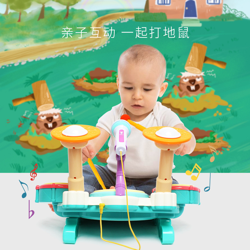 Children's Jazz Drum Kit Musical Instrument Packages Microphone Drum Set Puzzle Percussion Piano Combination Enlightenment Music Toy One Piece Dropshipping