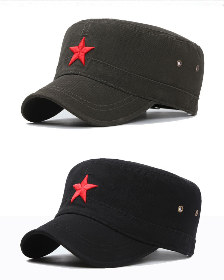 帽子男韩版潮人平顶帽夏户外运动遮阳帽太阳帽时尚英伦红五星军帽