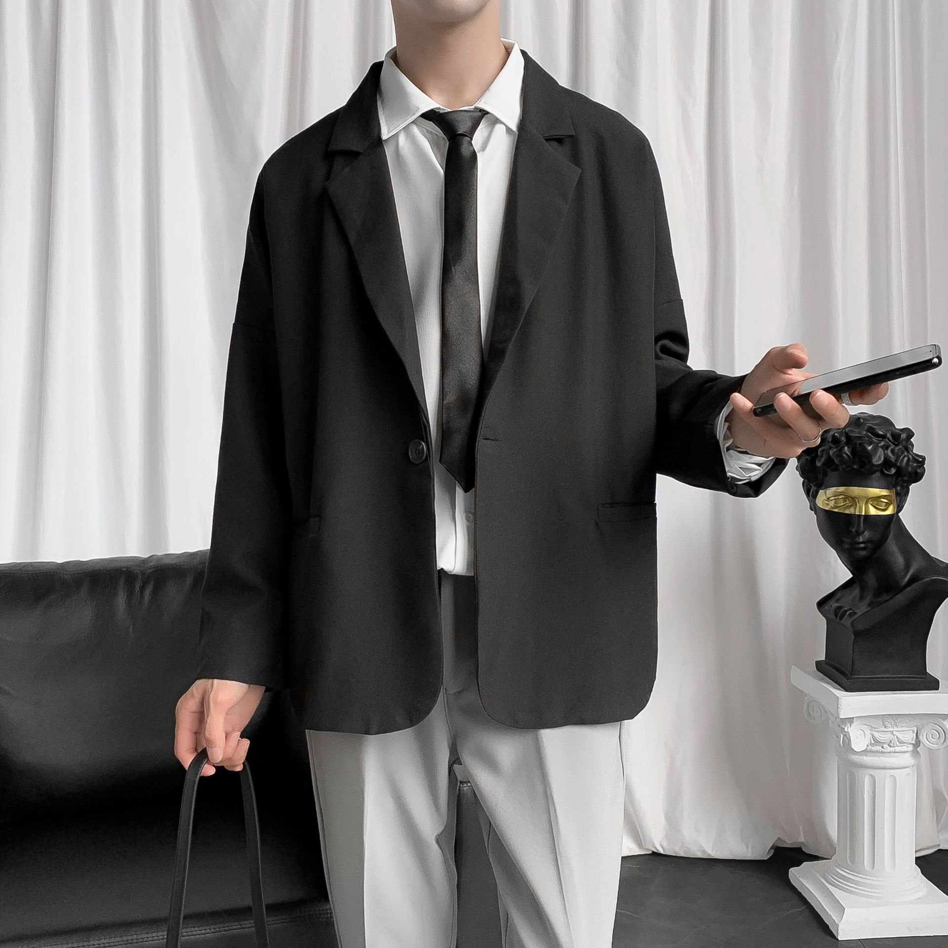 dk制服西装男学院风2020春秋外套小西服情侣单西韩版潮流帅气上衣