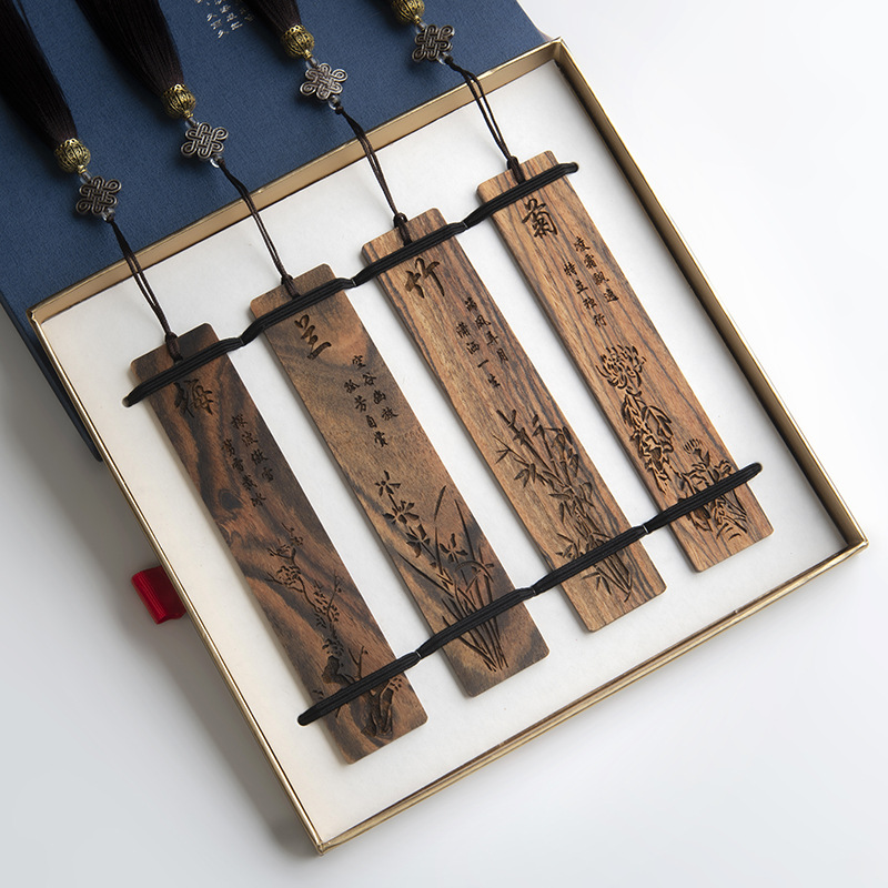 木质书签中国古风雕刻打磨镂空精雕定制批发学校商务diy工艺礼品