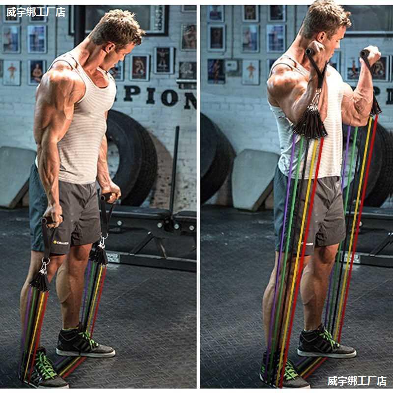 二头肌神器男士练胸宿舍家庭训练健身拉后背弹力带锻炼腰力塑形性
