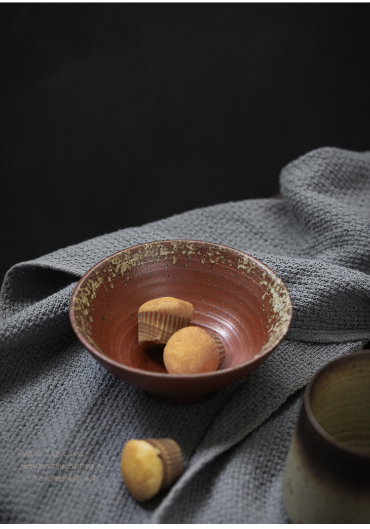一件代发日式寿司餐具陶瓷5寸小碗拉面碗斗笠碗复古手工粗陶碗