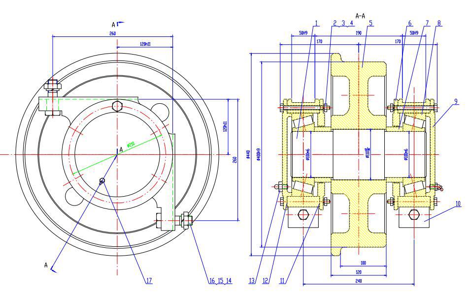φ400起重机车轮组400主动轮被动轮河南矿山行车车轮