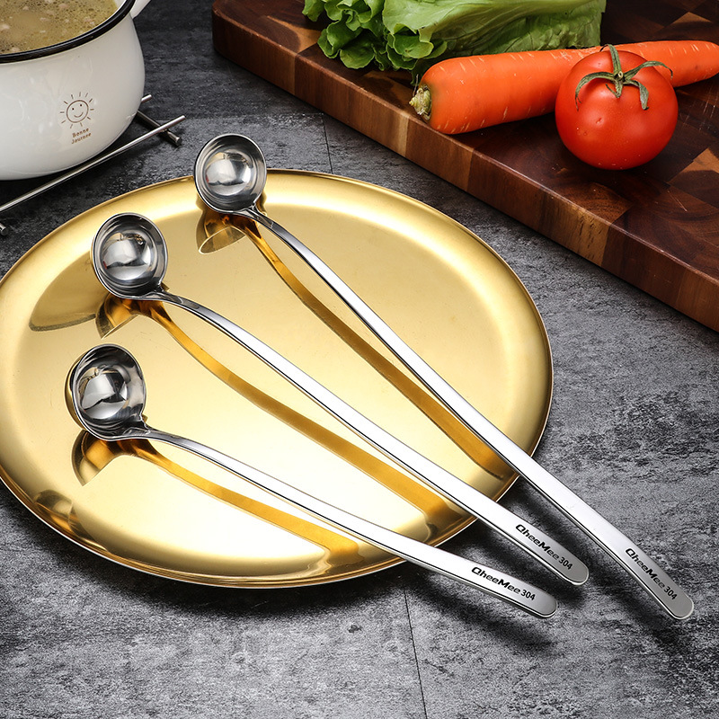 304不锈钢小头勺长柄加深园勺调料勺料理勺蜂蜜勺打油勺小号汤勺