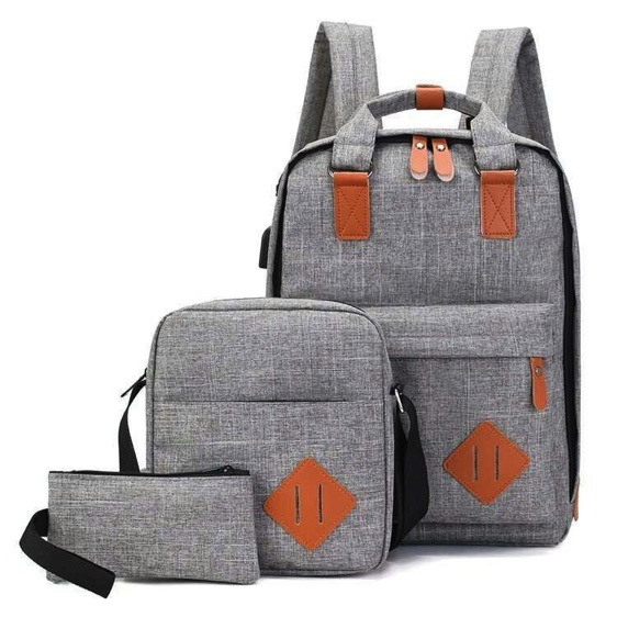 Casual Three-Piece Suit Computer Bag Women's Backpack Men's Travel Personality Crossbody Bag Fashion Women's Bag Shoulder Bag Crossbody