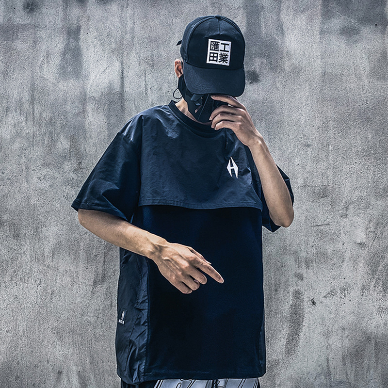 汇田工业短袖t恤男士潮牌国潮机能风口袋工装圆领半袖体恤丧机能