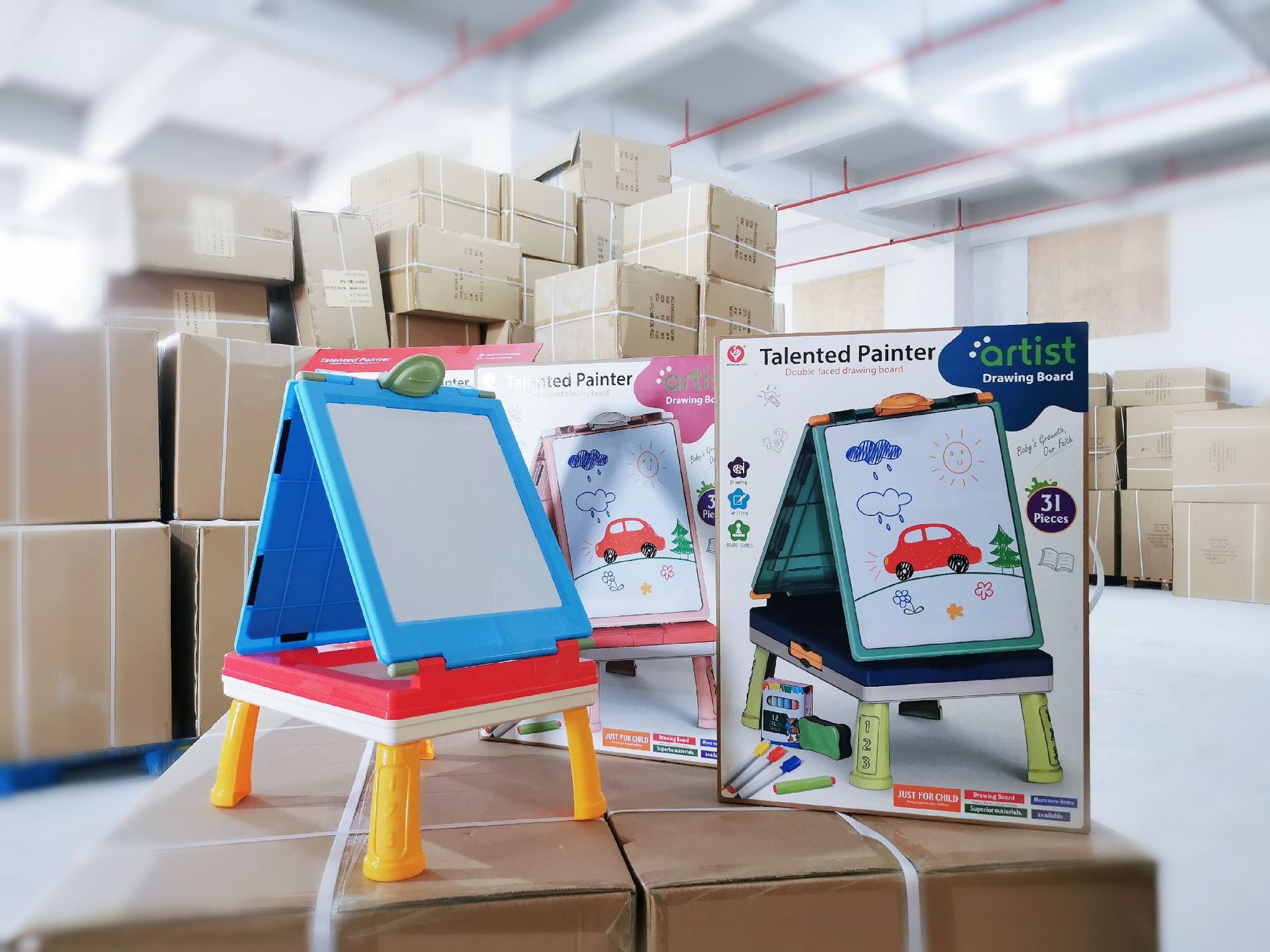 儿童玩具双面磁性画板天才小画家画画无尘写字板支架式小黑板益智