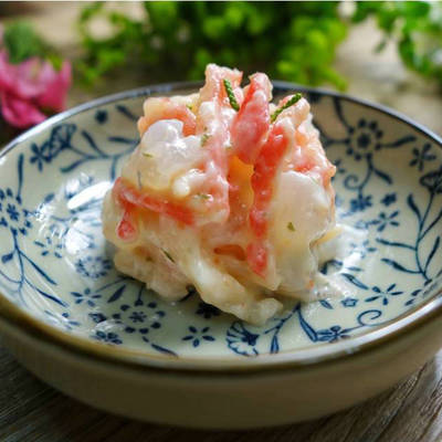 日式即食 洋琪洋风蟹柳 海鲜沙拉 开袋即食蟹肉沙拉500g