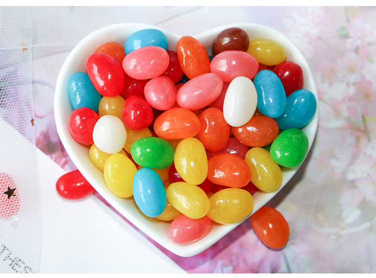 起劲吉利豆 彩色糖果 水果味脆皮软糖 散装2公斤休闲零食厂家批发