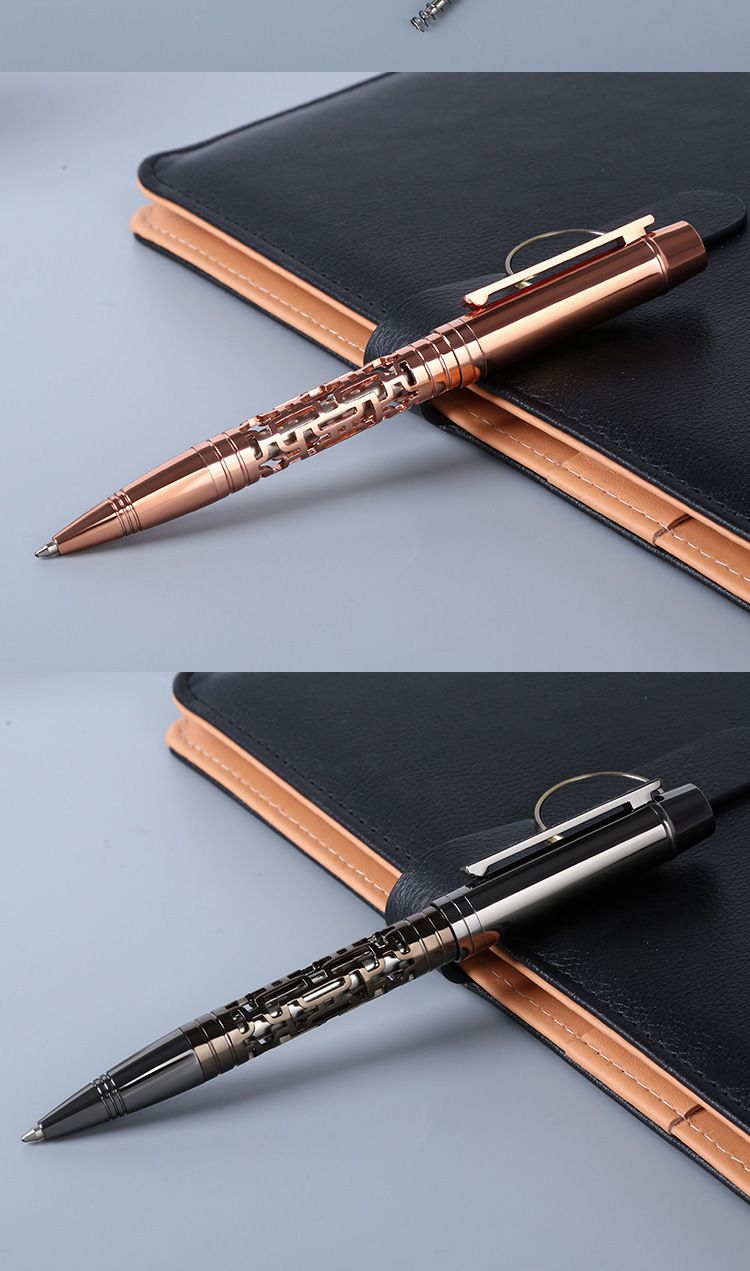精品定制 金属签字笔 全铜镂空笔杆 可印logo 金属圆珠笔