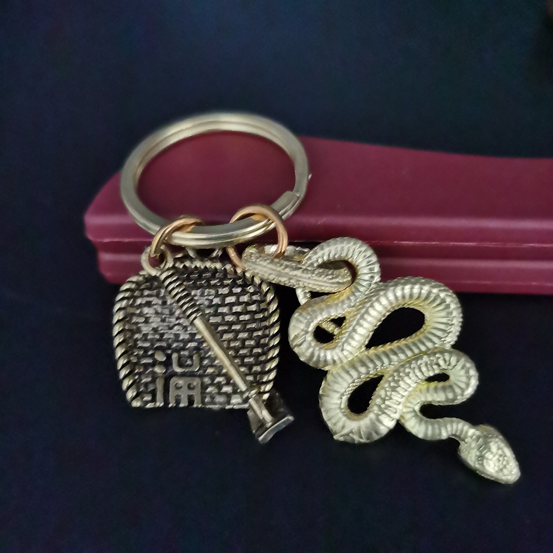 网红现货手工黄铜葫芦簸箕锄头金属挂件中国风簸箕犁耙汽车钥匙扣