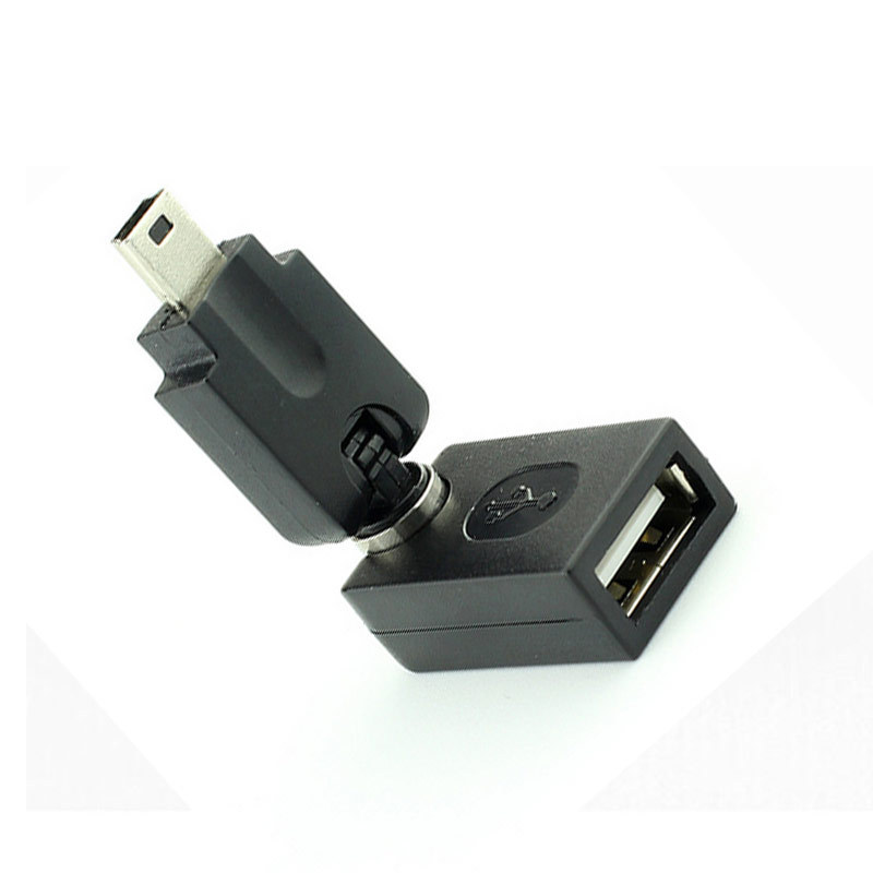 车载mp3/4迷你t型口u盘otg转换头usb转mini 5p转接头360度旋转头