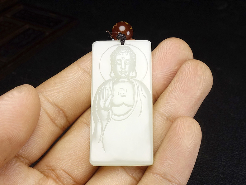 方牌玉佩新疆和田玉挂件阿弥陀佛佛公吊坠手工雕刻玉器工艺品
